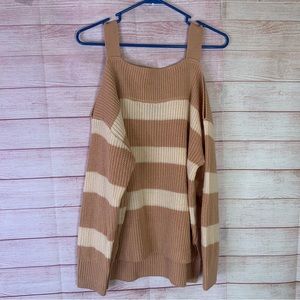SoHo New York & Co. Striped Knit Cold‎ Shoulder Sweater Size Small
